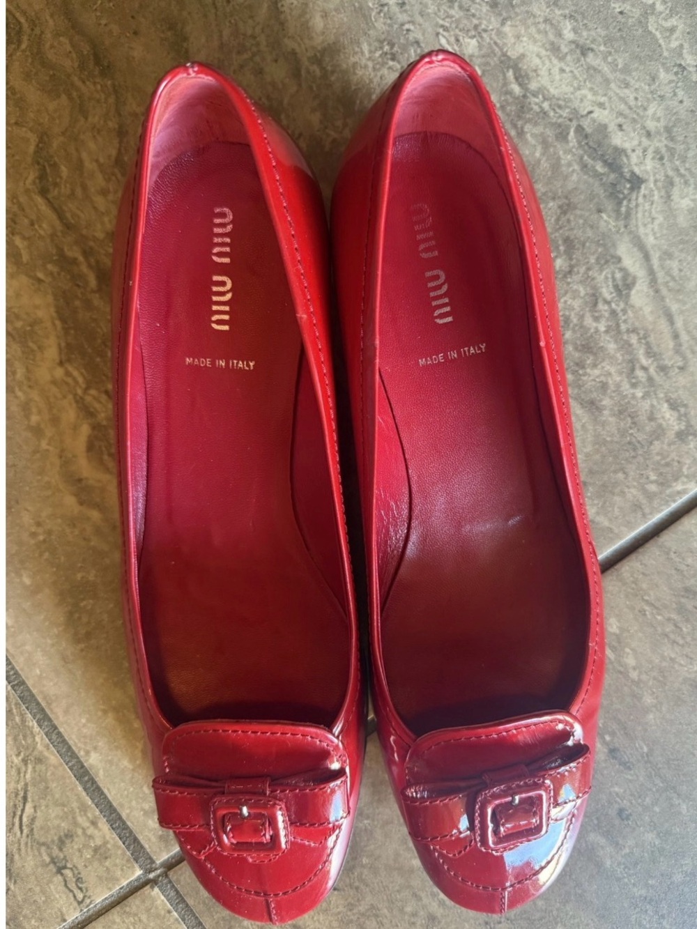 Miu Miu Red Patent Leather Loafers